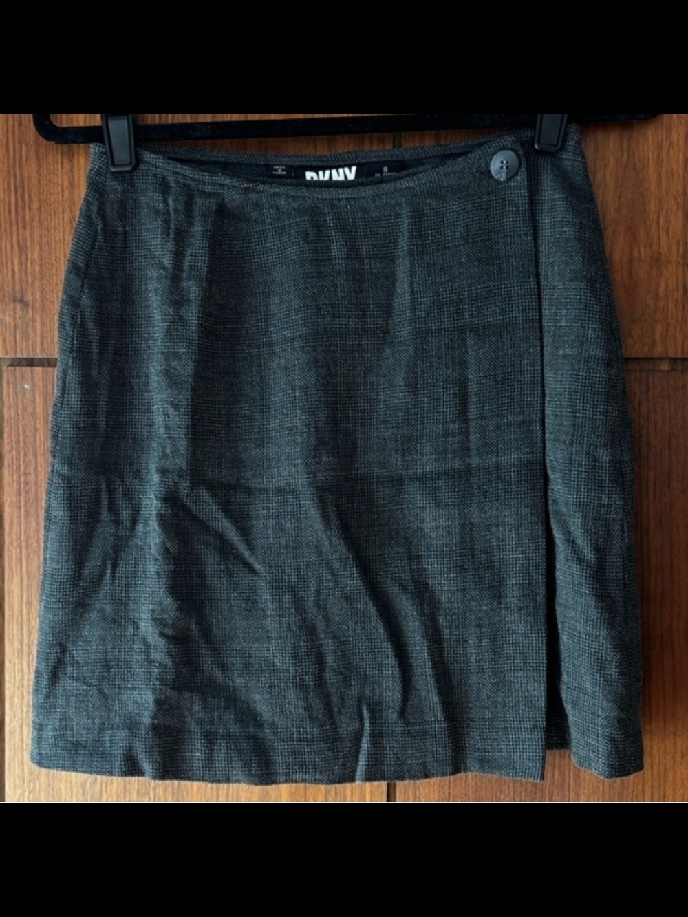 Vintage Grunge DKNY Charcoal Textured Mini Skirt with Side Button